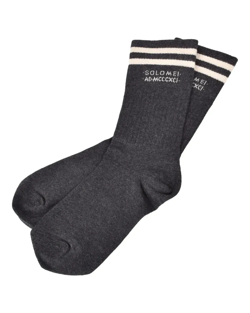 Brunello Cucinelli Socken mit Logo-Stickerei - Grau Grau