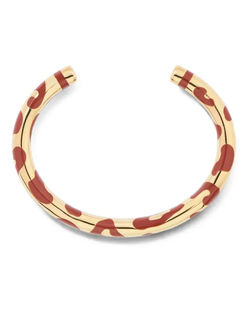 Aurélie Bidermann Positano leopard-print cuff bracelet - Gold Gold