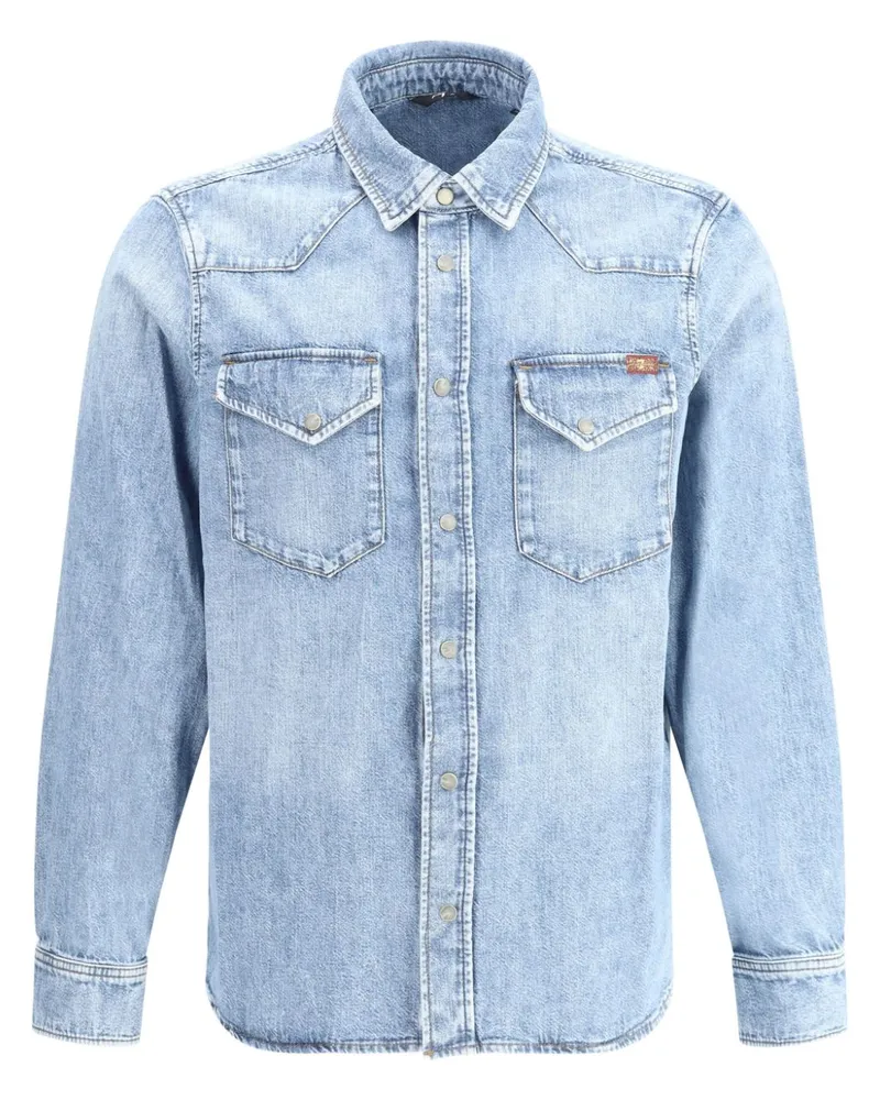 7 for all mankind Jeanshemd mit Klappentasche - Blau Blau