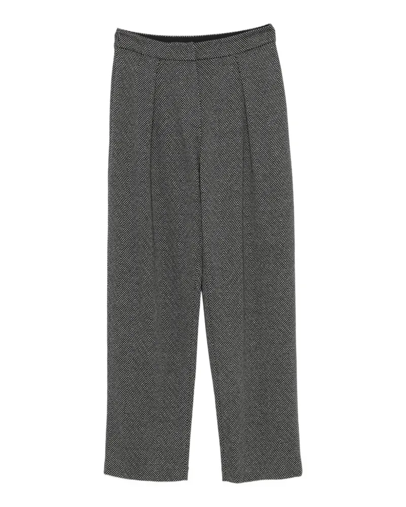 Emporio Armani herringbone-pattern pleated trousers - Schwarz Schwarz