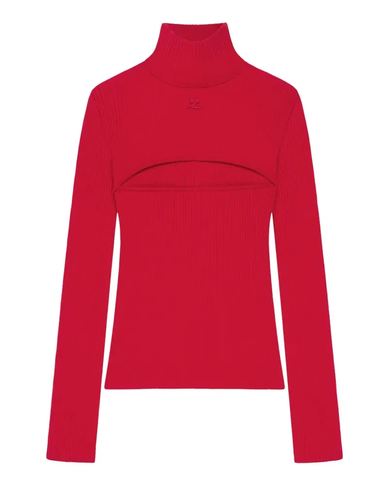 Courrèges rib-knit slash-detail sweater - Rot Rot