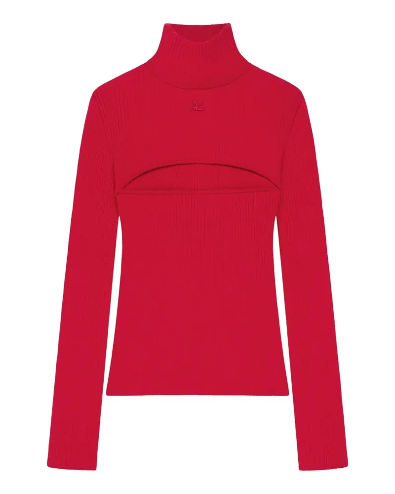 Courrèges Gerippter Pullover mit Schlitz - Rot Rot