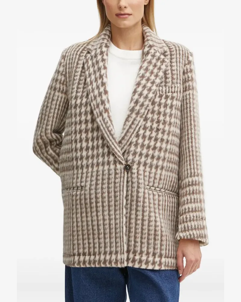 forte_forte Sakko mit Hahnentrittmuster - Nude Nude