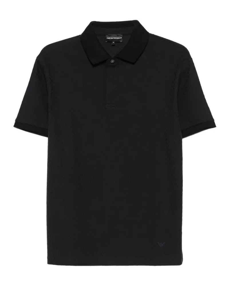 Emporio Armani chevron-knit short-sleeve polo shirt - Blau Blau