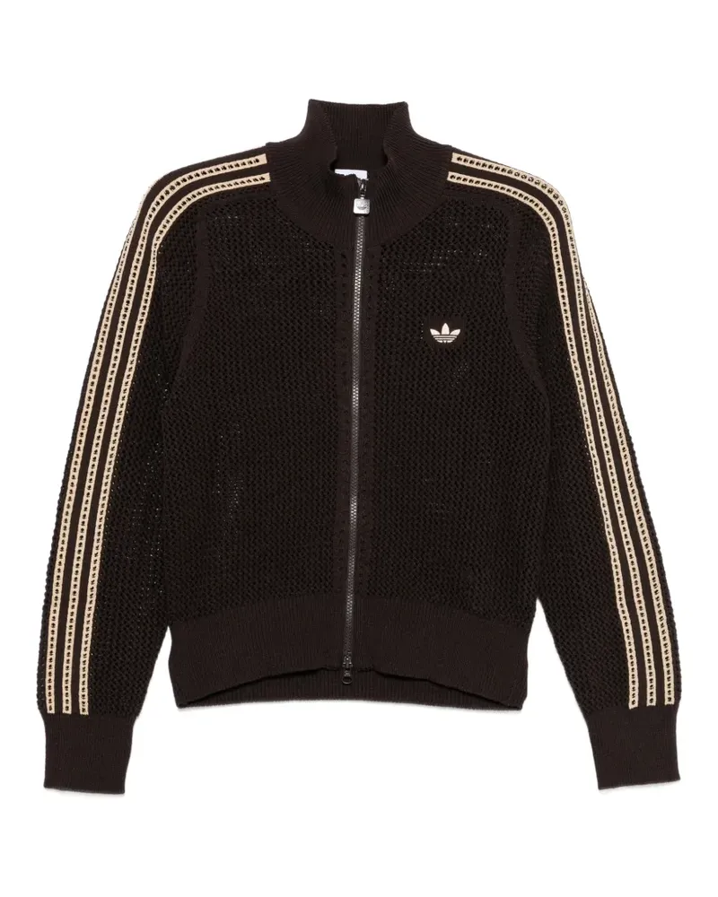 adidas stripe-detail zip-up cardigan - Braun Braun