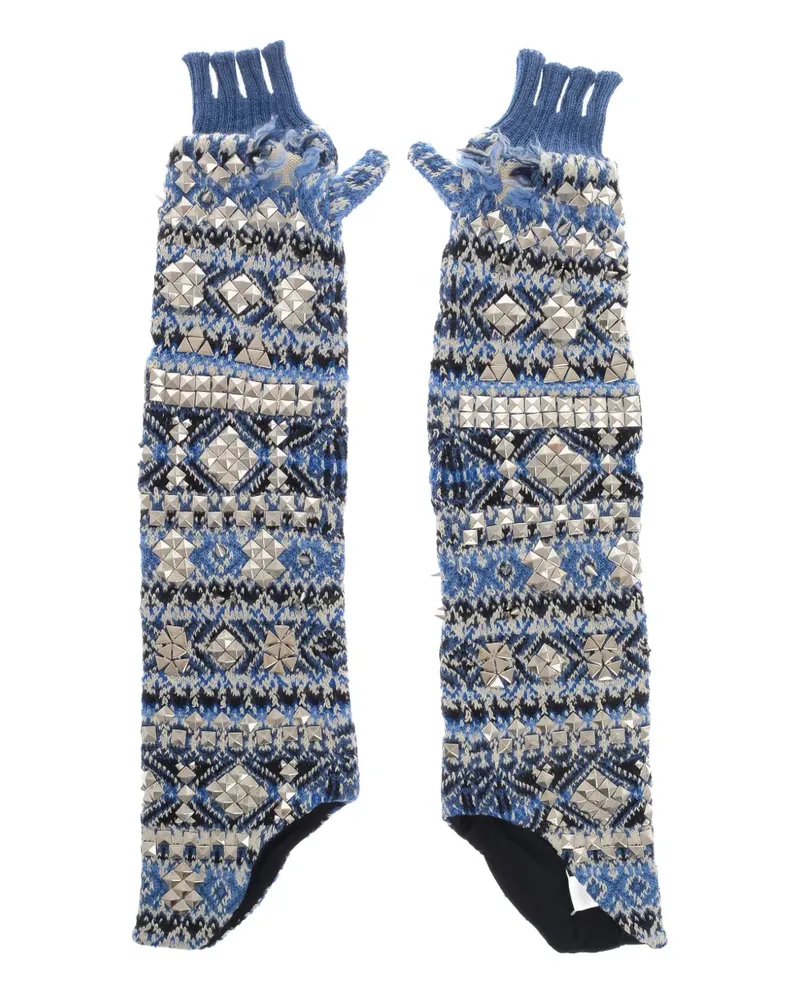 Maison Margiela Fingerlose Handschuhe mit Nieten - Blau Blau