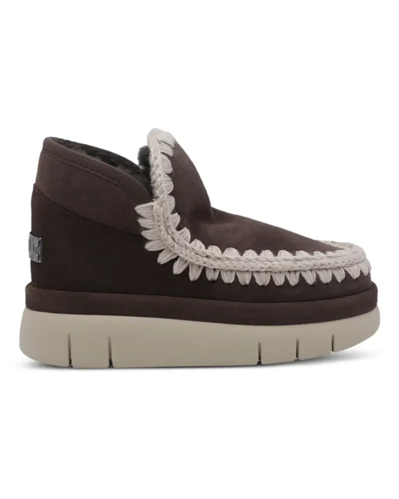 Mou Eskimo Bounce Plateau-Stiefeletten mit Häkelbesatz - Braun Braun
