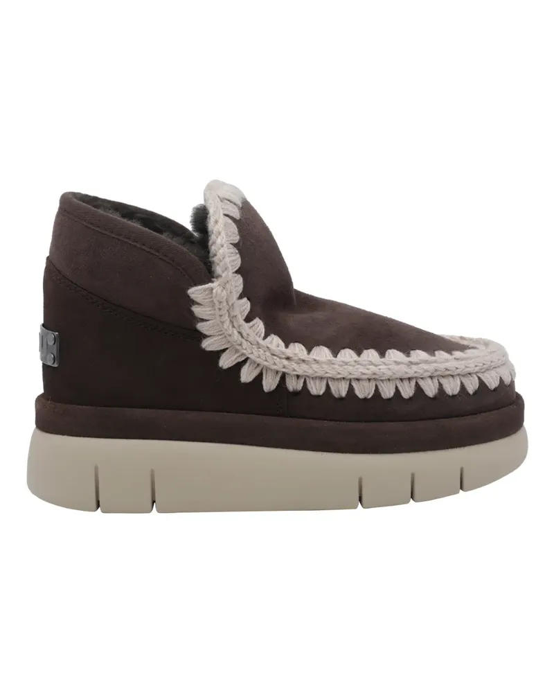 Mou Eskimo Bounce crochet-trim platform ankle boots - Braun Braun