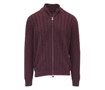Cardigan mit Zopfmuster - Rot
