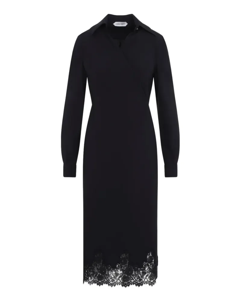 Alberta Ferretti Midikleid mit Spitzenbesatz - Schwarz Schwarz