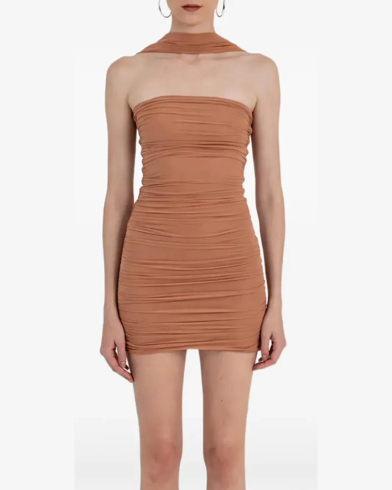 Maygel Coronel Gaita ruched halterneck mini dress - Braun Braun