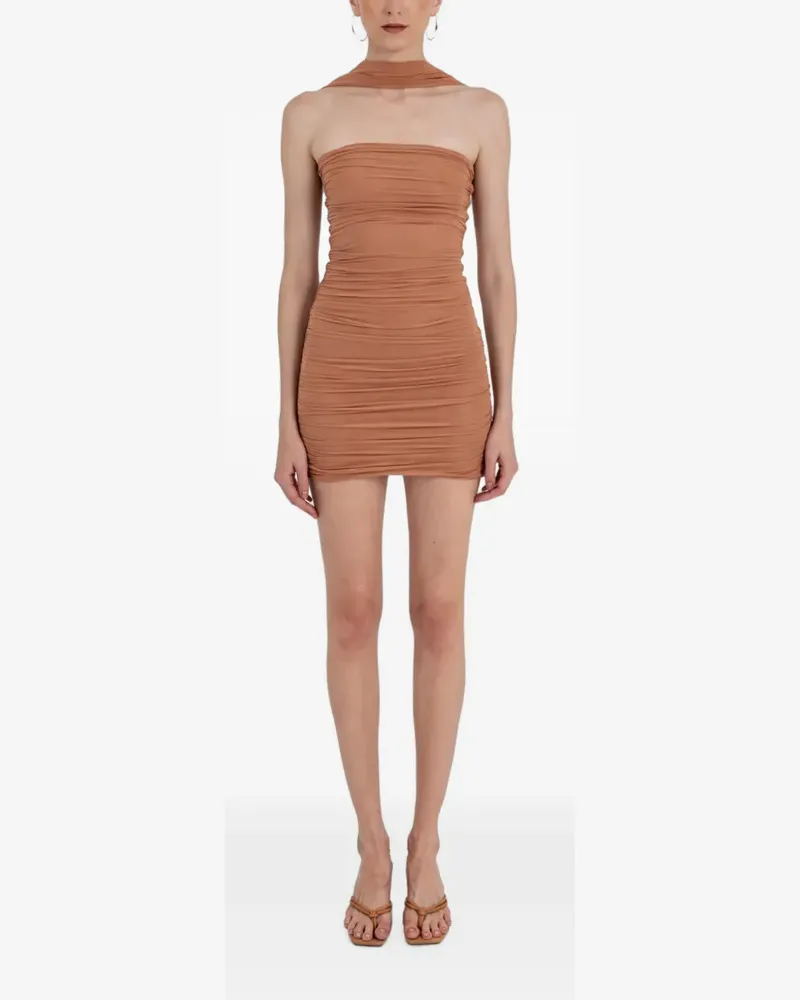 Maygel Coronel Gaita ruched halterneck mini dress - Braun Braun