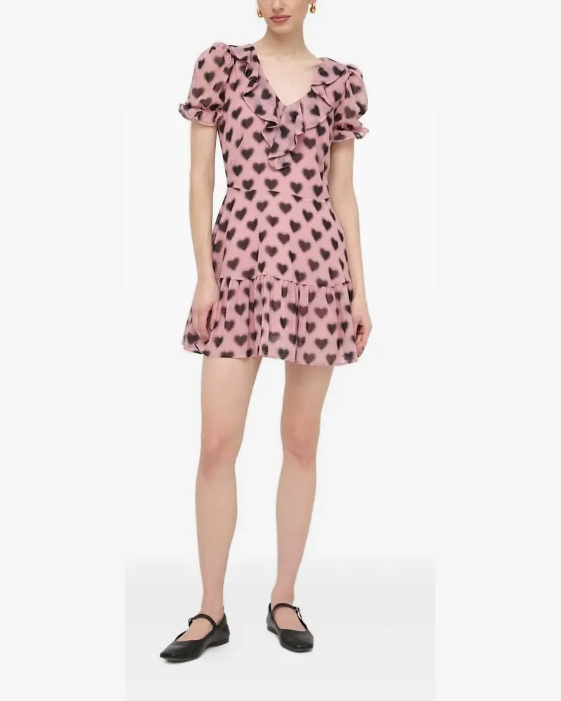 Silvian Heach Gerüschtes Minikleid mit Herz-Print - Rosa Rosa