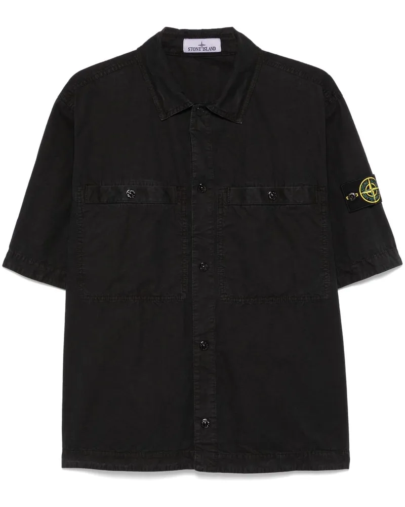 Stone Island Hemd mit Kompass-Patch - Schwarz Schwarz