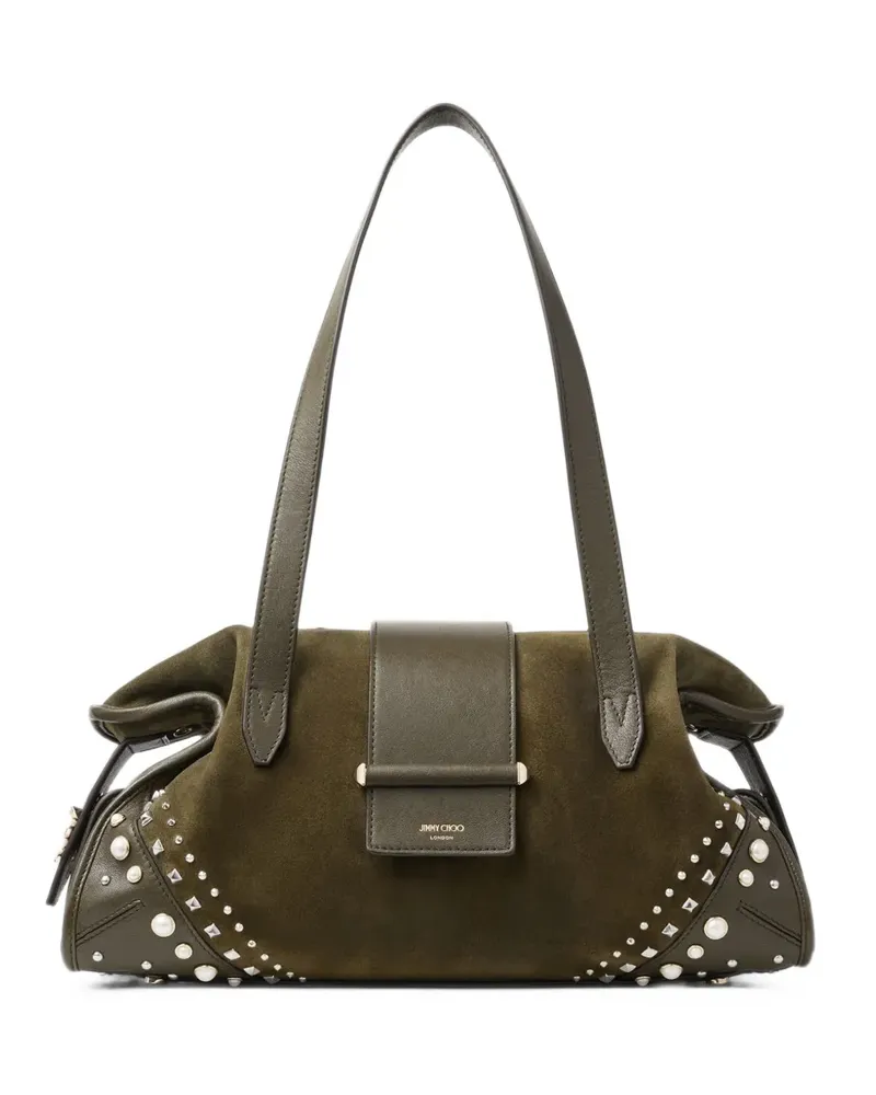 Jimmy Choo Mittelgroße Bar Holdall Filo Tote Bag mit Nieten - Grün Grün