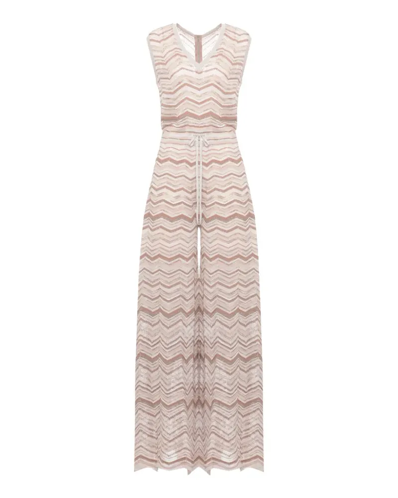 D.EXTERIOR chevron-knit sleeveless jumpsuit - Nude Nude