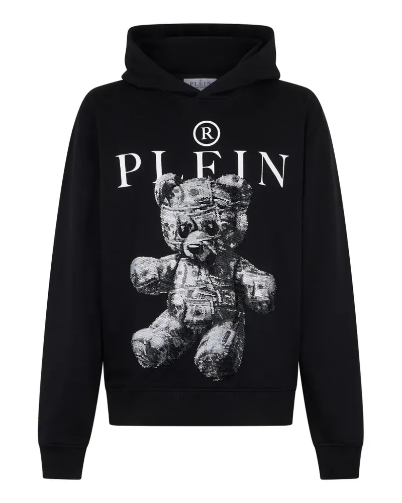Philipp Plein Hoodie aus Jersey mit Teddy-Steinen - Schwarz Schwarz