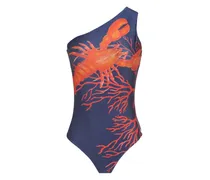Badeanzug mit grafischem Print - Blau