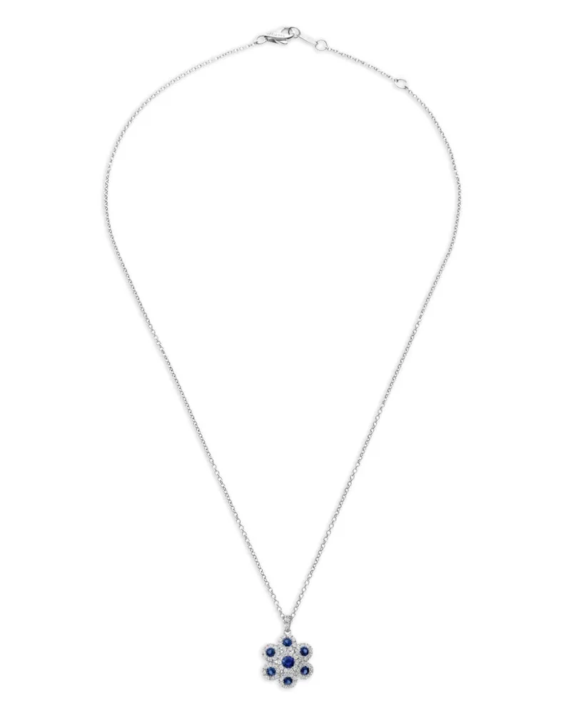 LEO PIZZO 18kt Augusta Weißgoldhalskette mit Diamanten und Saphir - Silber Silber