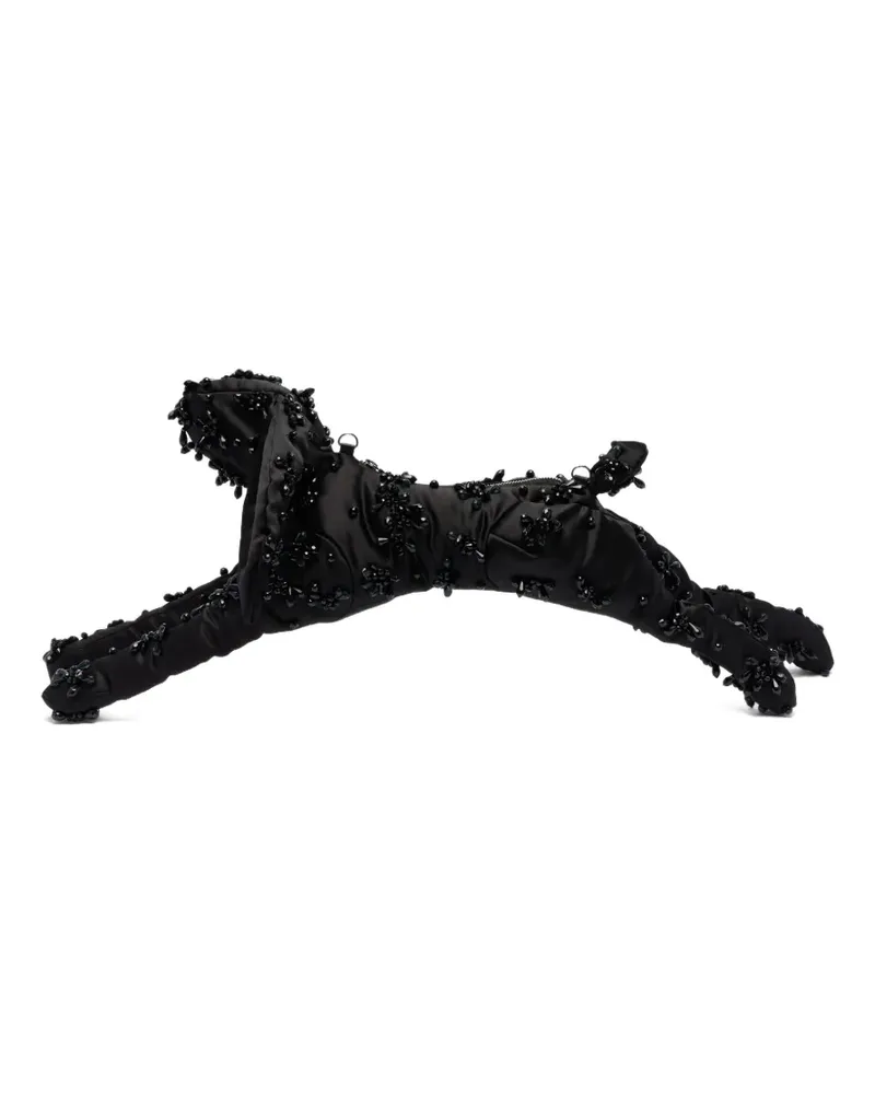 Simone Rocha Hare Satin-Umhängetasche mit Perlen - Schwarz Schwarz