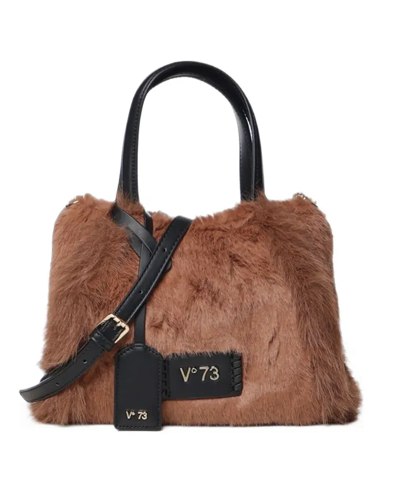 V°73 Smeraldo faux-fur logo-patch tote bag - Braun Braun