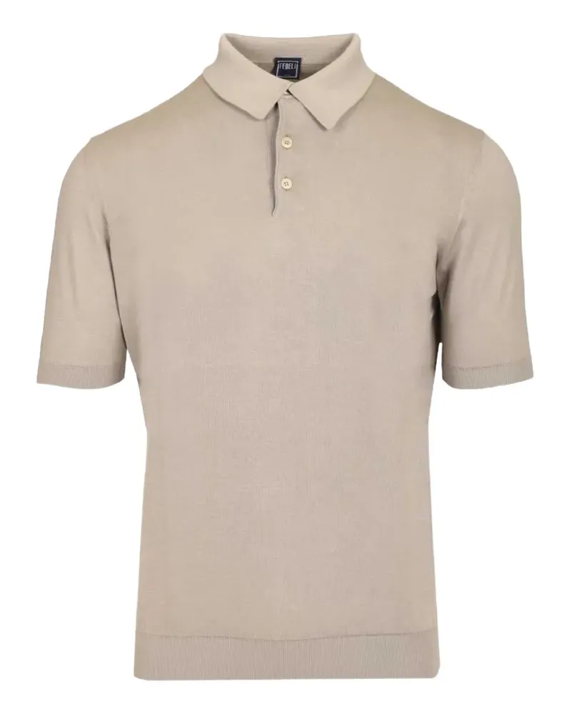 Fedeli garment-dyed plain-stitch polo shirt - Nude Nude