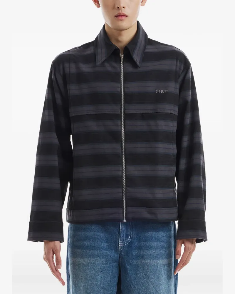 OFF DUTY Swey striped zip overshirt - Schwarz Schwarz