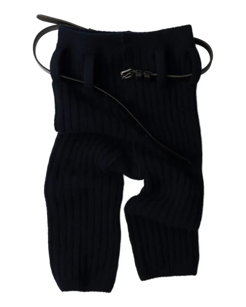 Prada Kurze Leggings aus Wolle und Kaschmir - Blau Blau