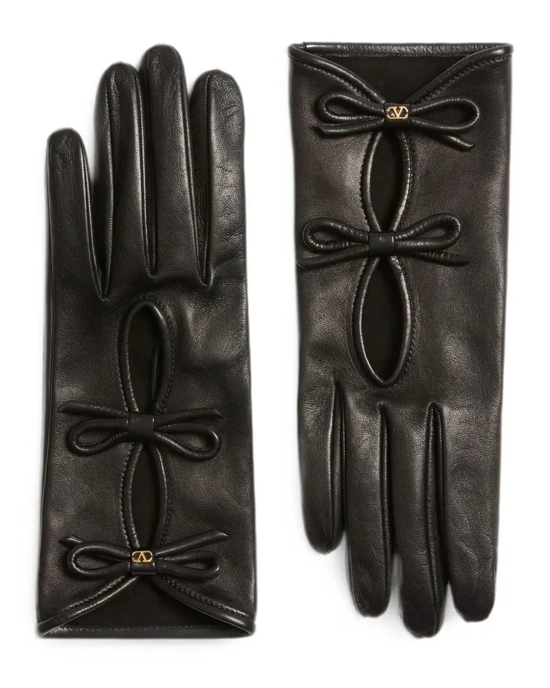 Valentino Garavani Handschuhe aus Leder mit Schleifendetail - Schwarz Schwarz