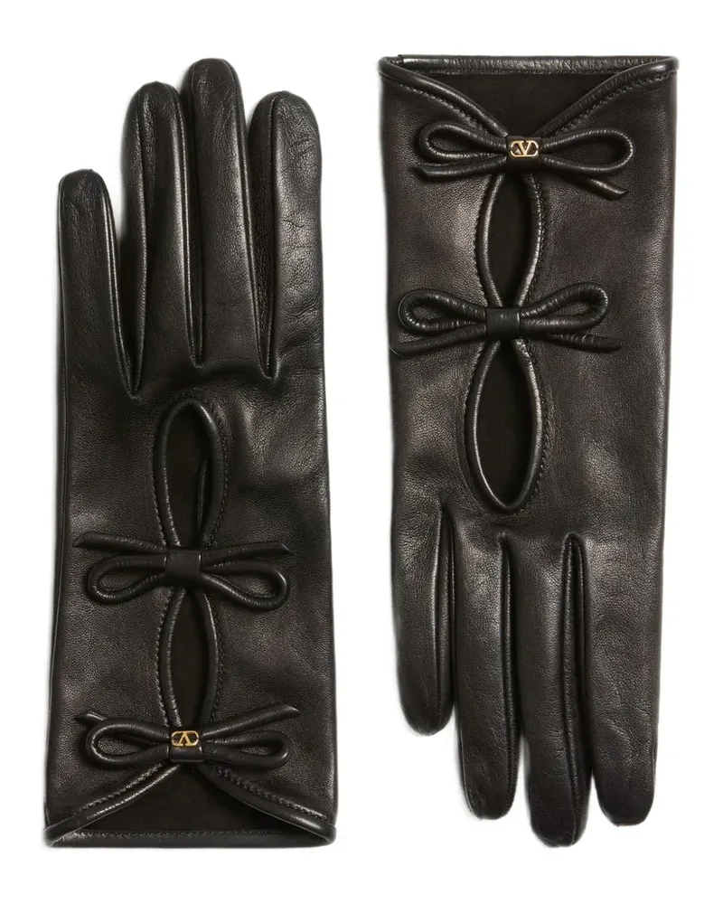 Valentino Garavani Handschuhe aus Leder mit Schleifendetail - Schwarz Schwarz