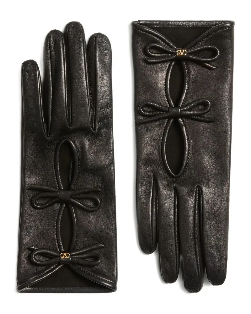 Valentino Garavani Handschuhe aus Leder mit Schleifendetail - Schwarz Schwarz