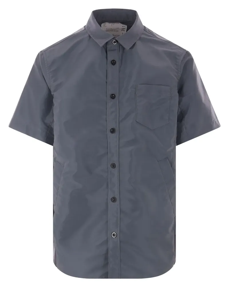 Sacai Kurzärmeliges Twill-Hemd - Grau Grau