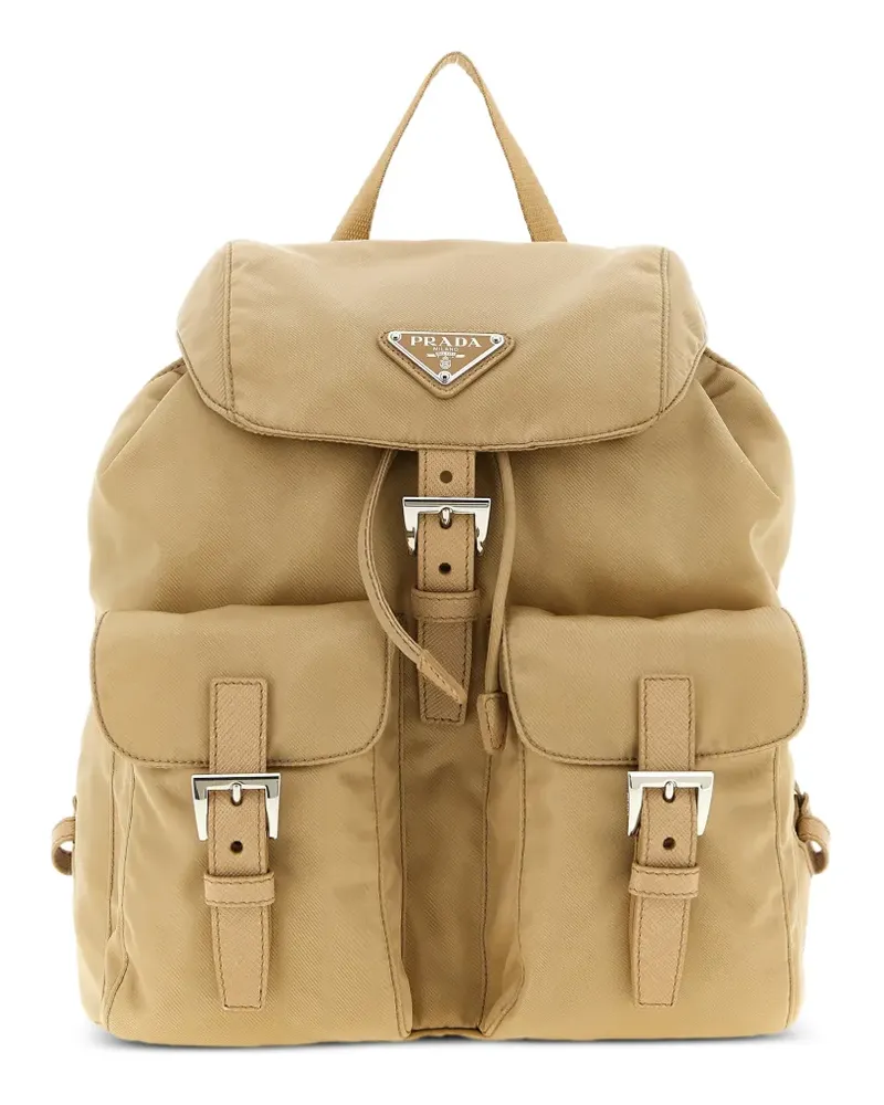 Prada small triangle buckle backpack - Nude Nude