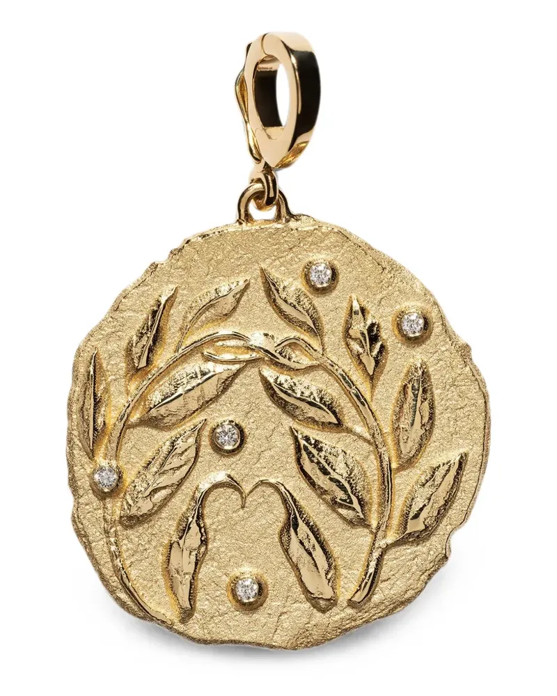 AZLEE Große Olive Branch Halskette mit Münzanhänger - Gold Gold
