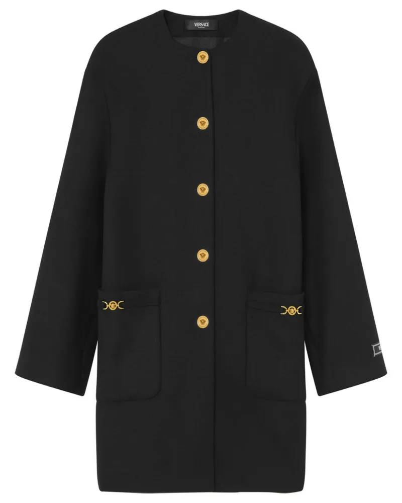 Versace Kragenloser Mantel - Schwarz Schwarz