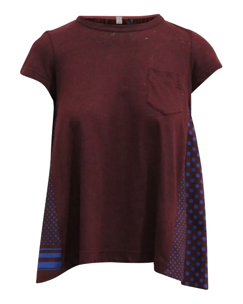 Sacai panelled pleated T-shirt - Rot Rot