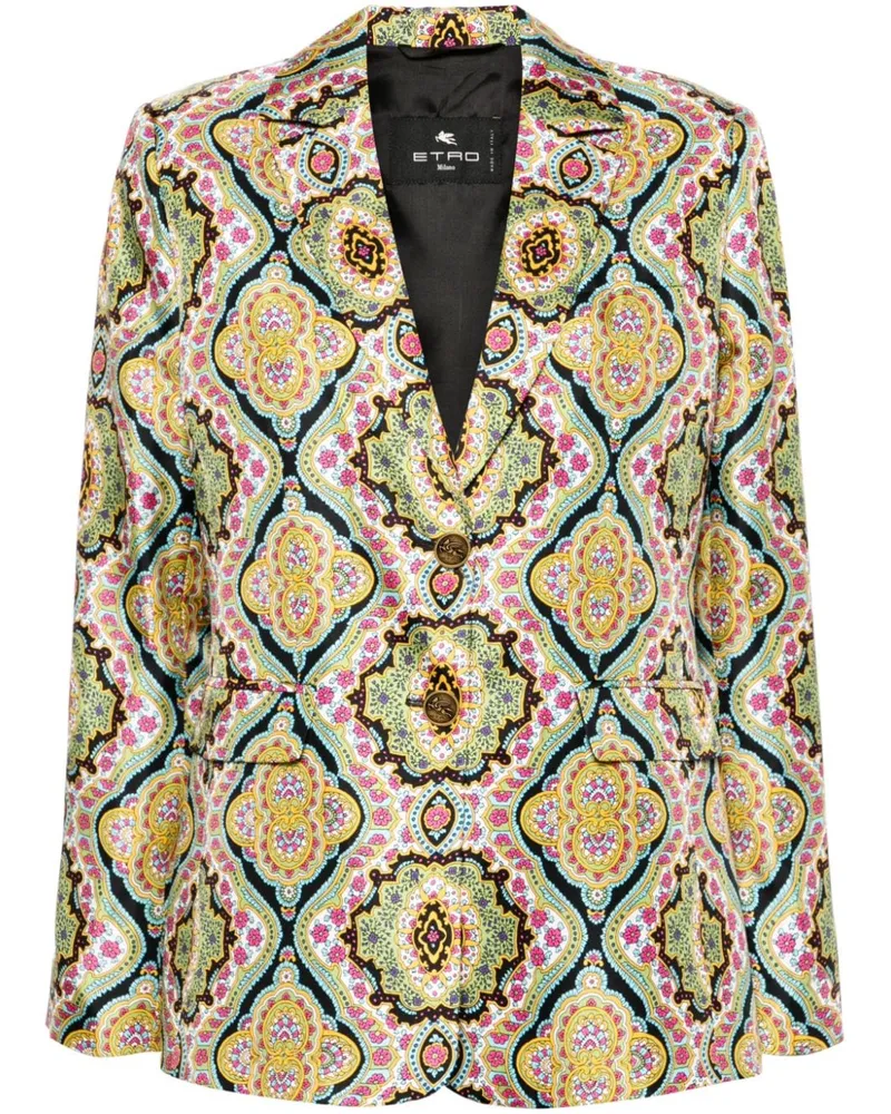 Etro Sakko mit Blumen-Print - Grün Grün