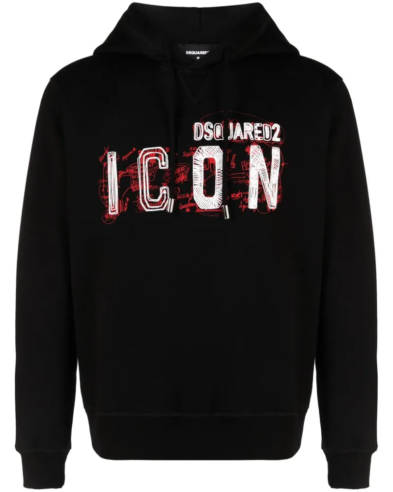 Dsquared2 Icon Scribble Hoodie - Schwarz Schwarz