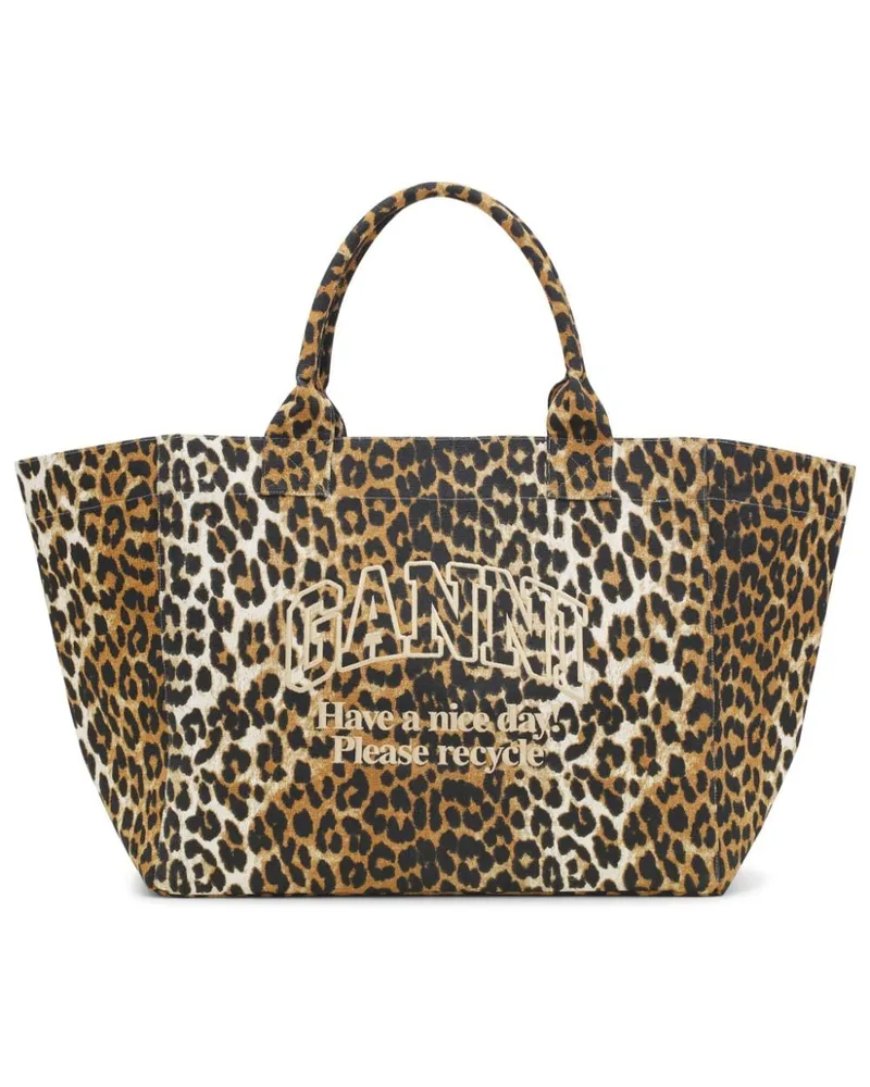 Ganni Canvas-Shopper im Oversized-Look - Braun Braun