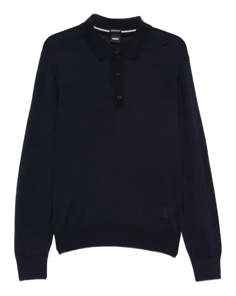 HUGO BOSS polo-collar long-sleeve sweater - Blau Blau