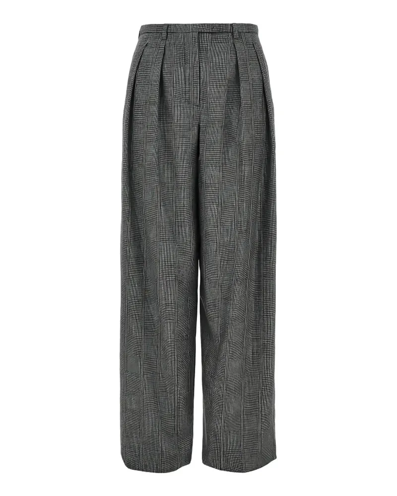 Emporio Armani Bundfaltenhose mit Karomuster - Schwarz Schwarz