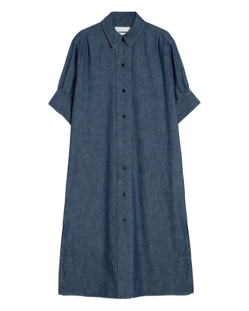 Jil Sander Kurzärmeliges Chambray-Kleid - Blau Blau