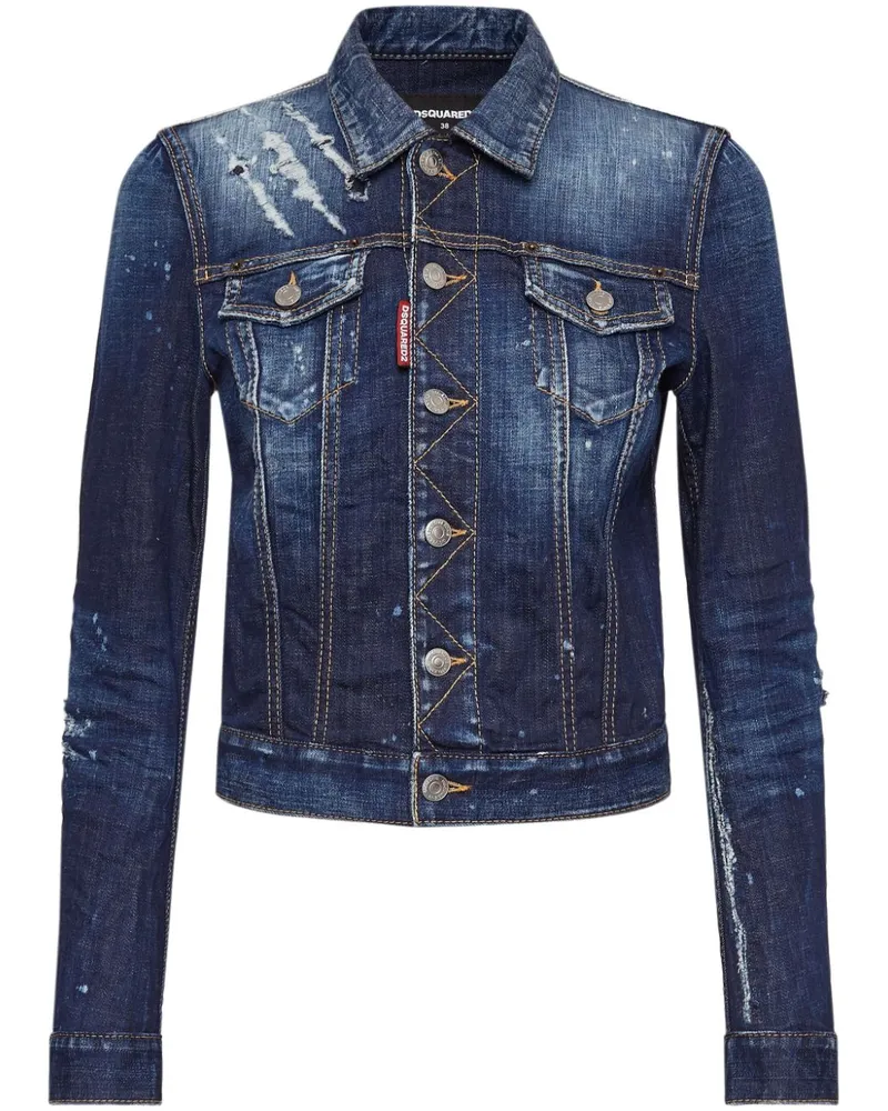 Dsquared2 Jeansjacke im Distressed-Look Blau