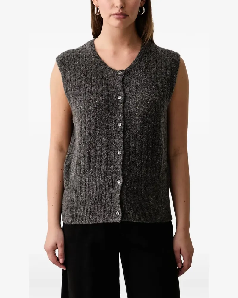 Trussardi cable-knit button-up vest - Grau Grau