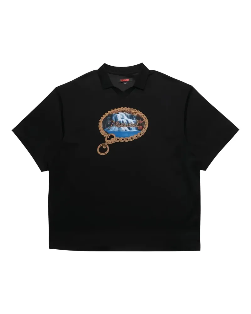PLEASURES T-Shirt mit Logo-Print - Schwarz Schwarz