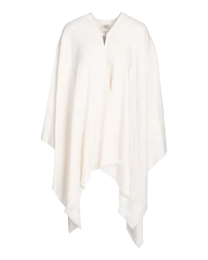 Fendi FF-jacquard frayed-hem poncho - Weiß Weiß