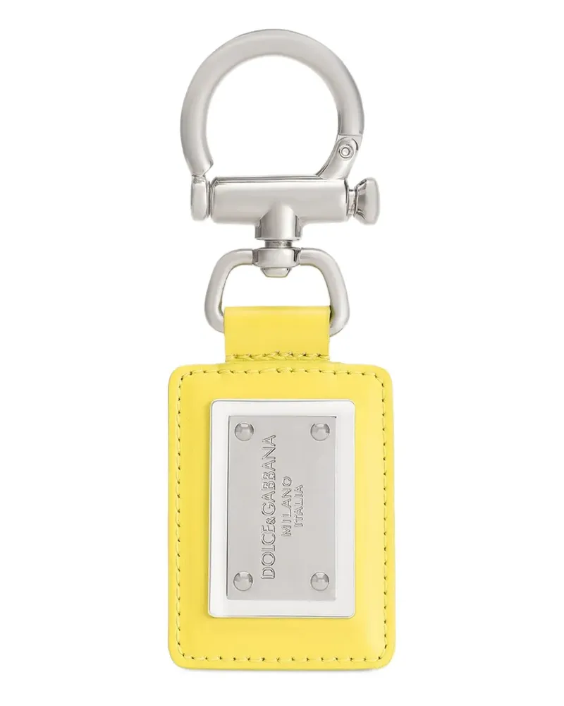Dolce & Gabbana Schlüsselanhänger mit Metall-Schild - Gelb Gelb
