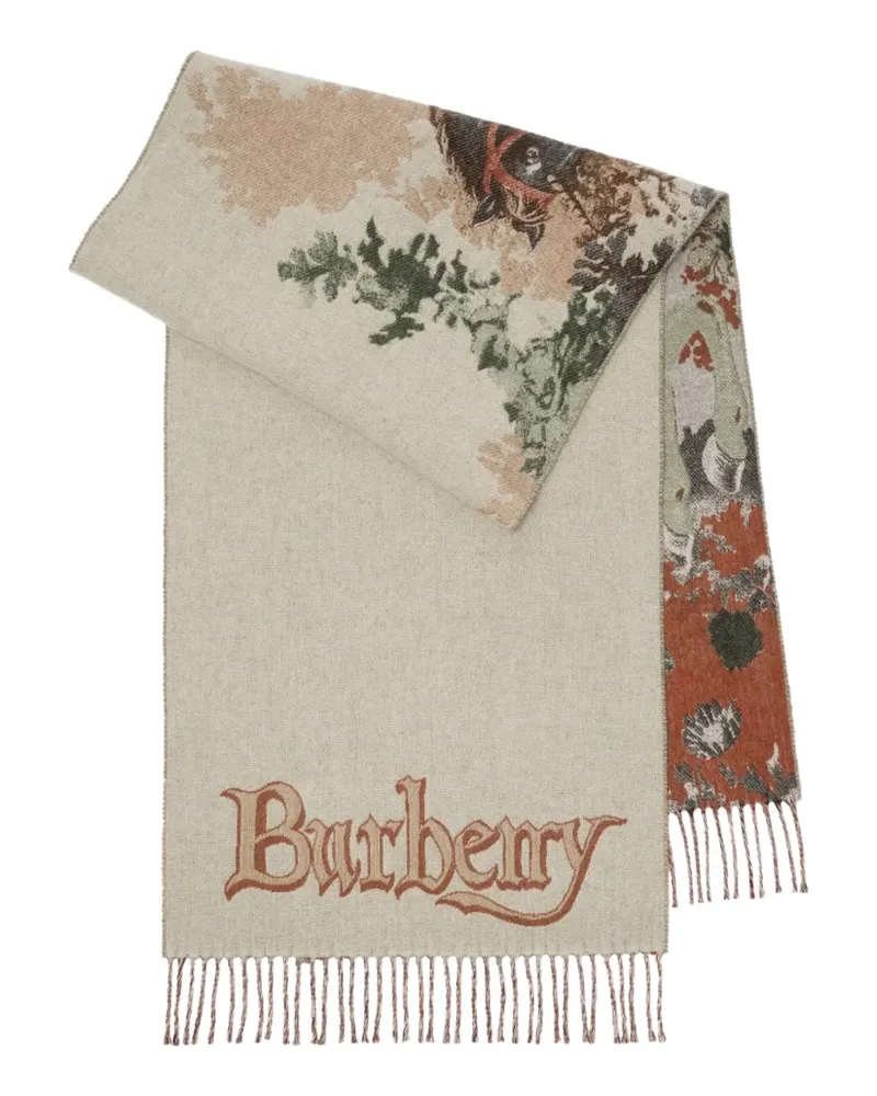 Burberry Jacquard-Schal mit Ritteremblem - Nude Nude