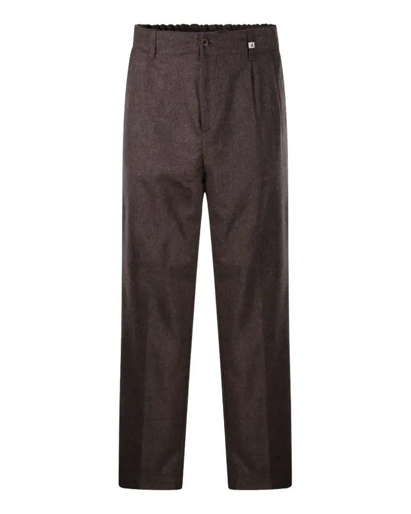 MYTHS pleated elasticated-waist straight-leg trousers - Braun Braun