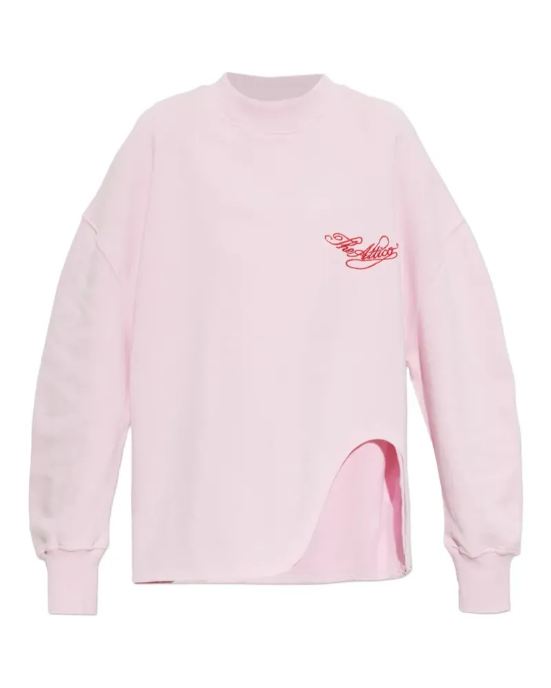 ATTICO slit-detail logo-embroidered T-shirt - Rosa Rosa